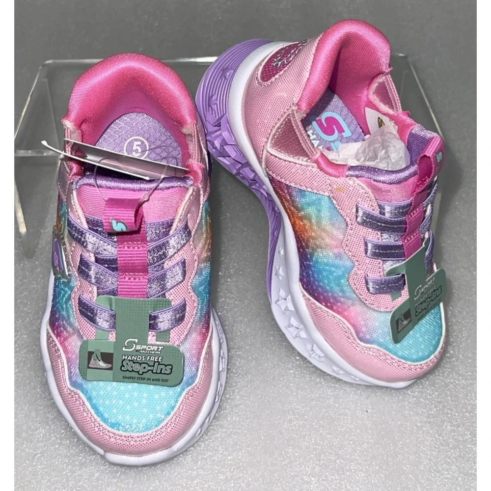 S Sport By Skechers Olive‎ Sneakers Light Up Stretch Laces Toddler Girls Size 5